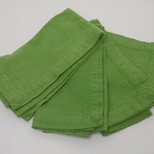 Four Vintage Kelly Green Napkins 18" x 18" 100% Cotton Made in India Now Designs